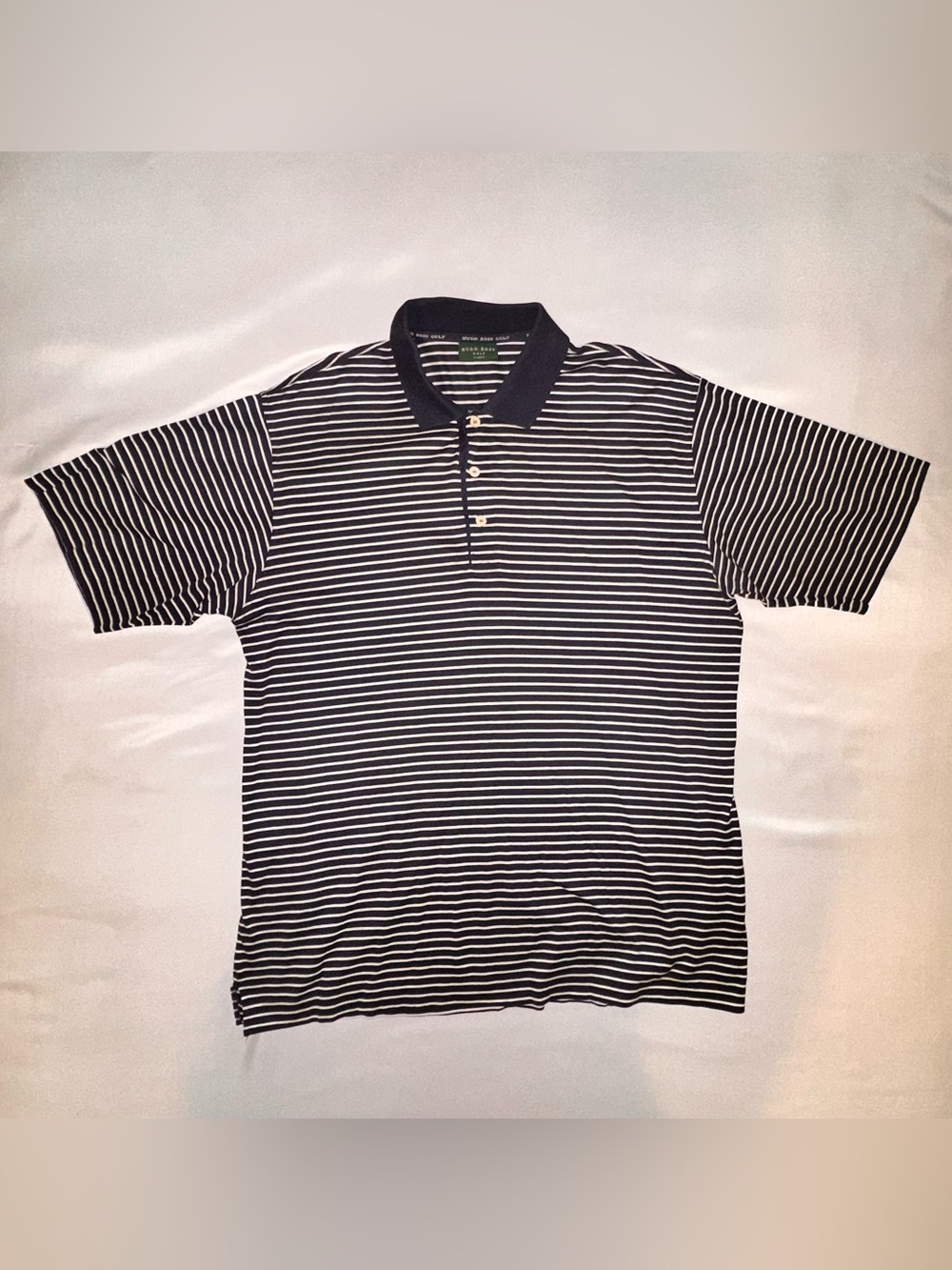 Hugo Boss Golf Navy and White Striped Polo